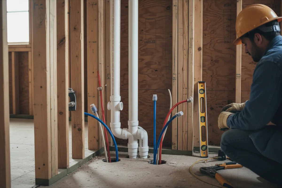 Drain and supply rough-in during Leak Detection in Newberry